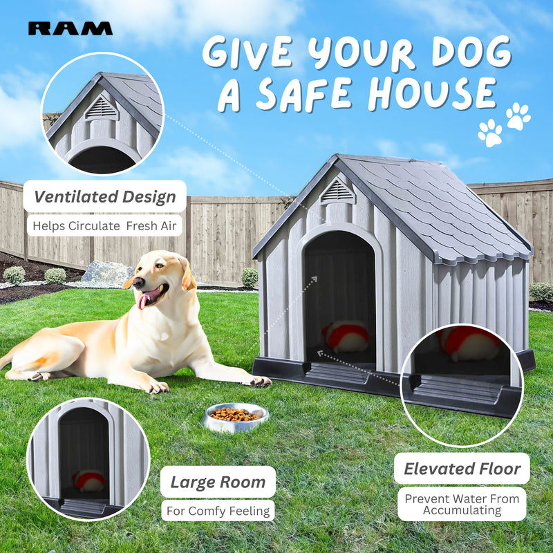 Ram Quality Products Outdoor Pet House Large Waterproof Dog Kennel Shelter(Used)