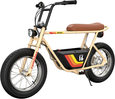 Razor Rambler 16 Electric Retro Minibike with 350W Motor & 36V Battery, Tan - VMInnovations