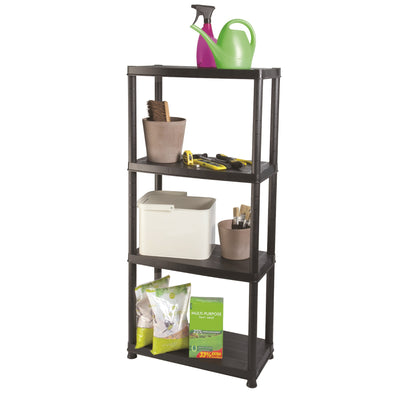 Ram Quality Products 12 inch 4-Tier Plastic Storage Shelves (Open Box) (2 Pack) - VMInnovations