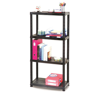 Ram Quality Products 15 inch 5 Tier Plastic Shelves, Black (Open Box) (2 Pack)