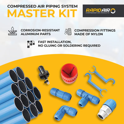 Rapid Air Fastpipe 90 Ft Compressed Air Piping System Master Kit (Open Box)