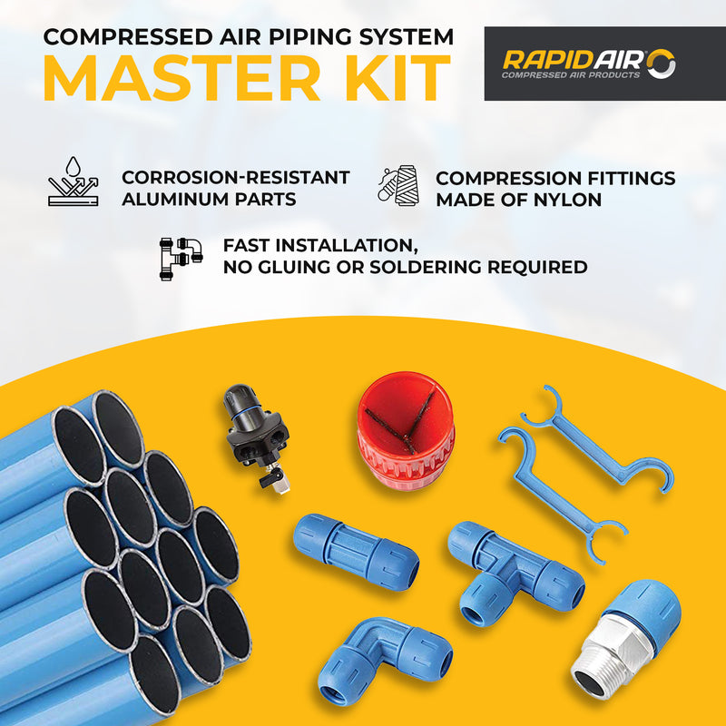 Rapid Air Fastpipe 90 Ft Compressed Air Piping System Master Kit (Open Box)