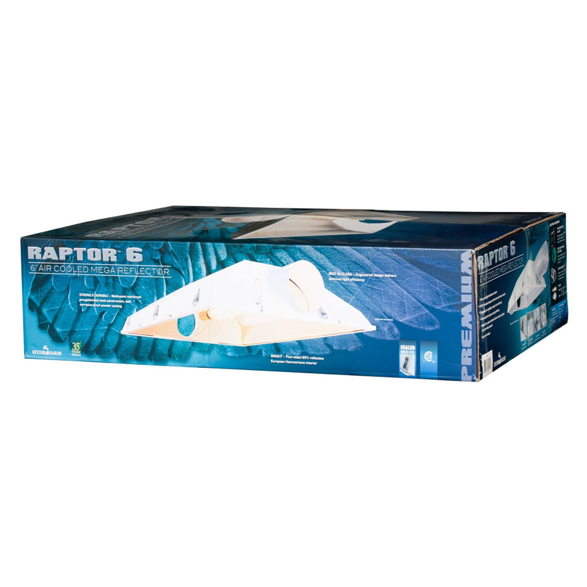 Hydrofarm Raptor 6" Air Cooled Grow Light Fixture Reflector Hood (Open Box)