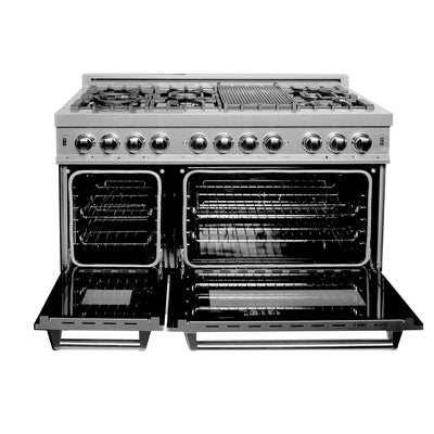 ZLINE 48" Professional 7 Burner Oven Range with Durasnow Stainless Steel Doors