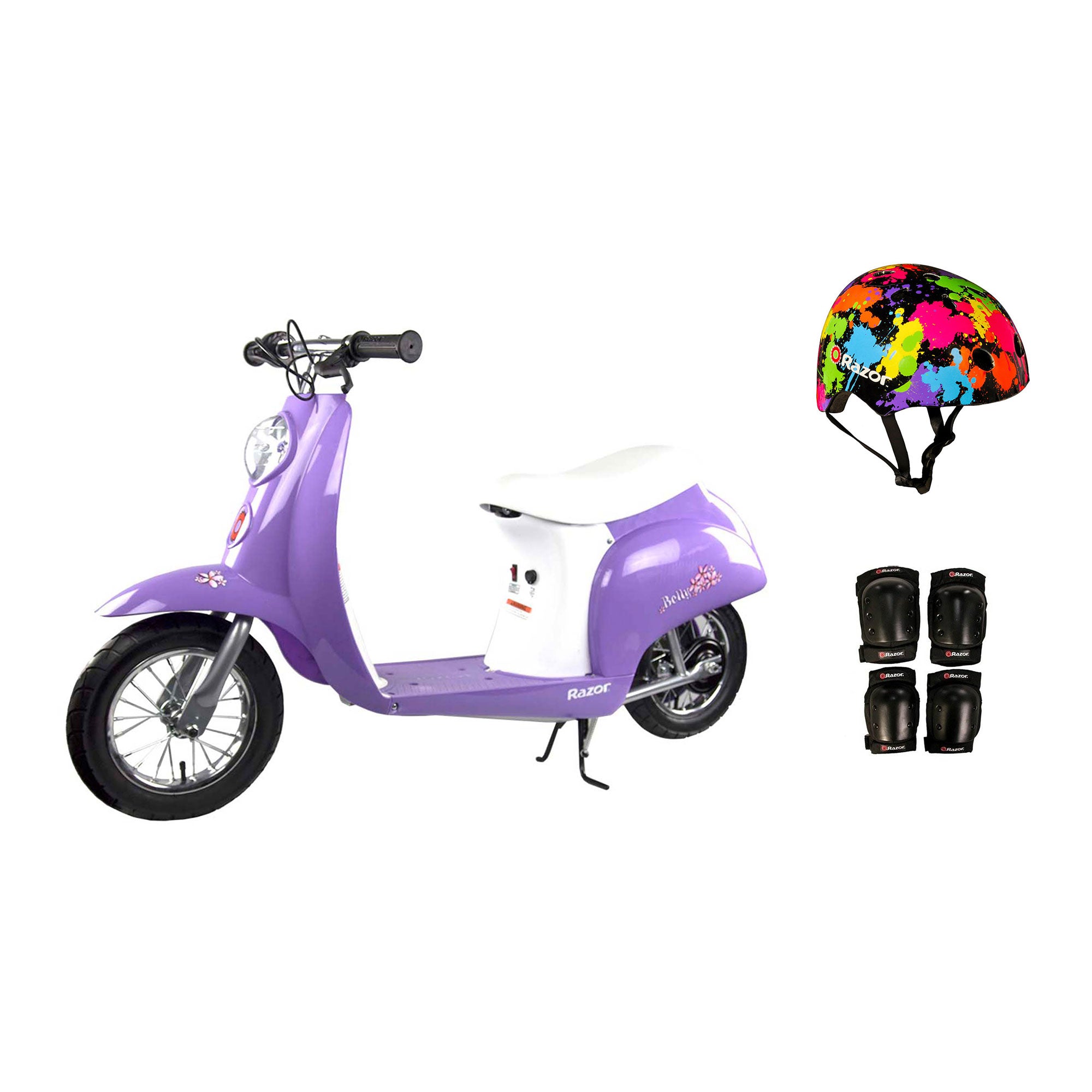 Razor Pocket Mod Mini Euro 24V Electric Kids Scooter w/ Helmet & Protective Pads
