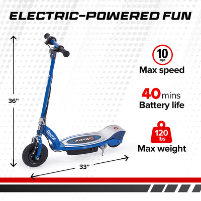 Razor E100 Motorized 24V Electric Scooter - Blue (For Parts)