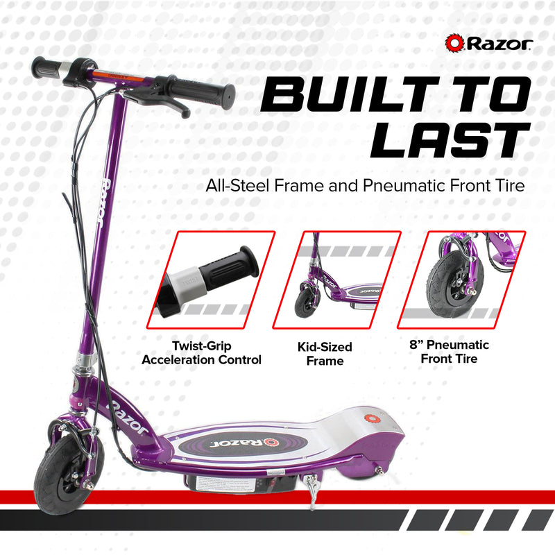 Razor E100 Motorized 24V Rechargeable Kids Scooter, Purple | For Parts (2 Pack)