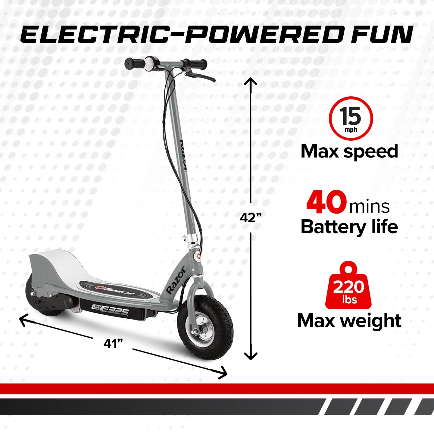 Razor E325 Adult Ride-On 24V High-Torque Motor Electric Powered Scooter, Silver - VMInnovations