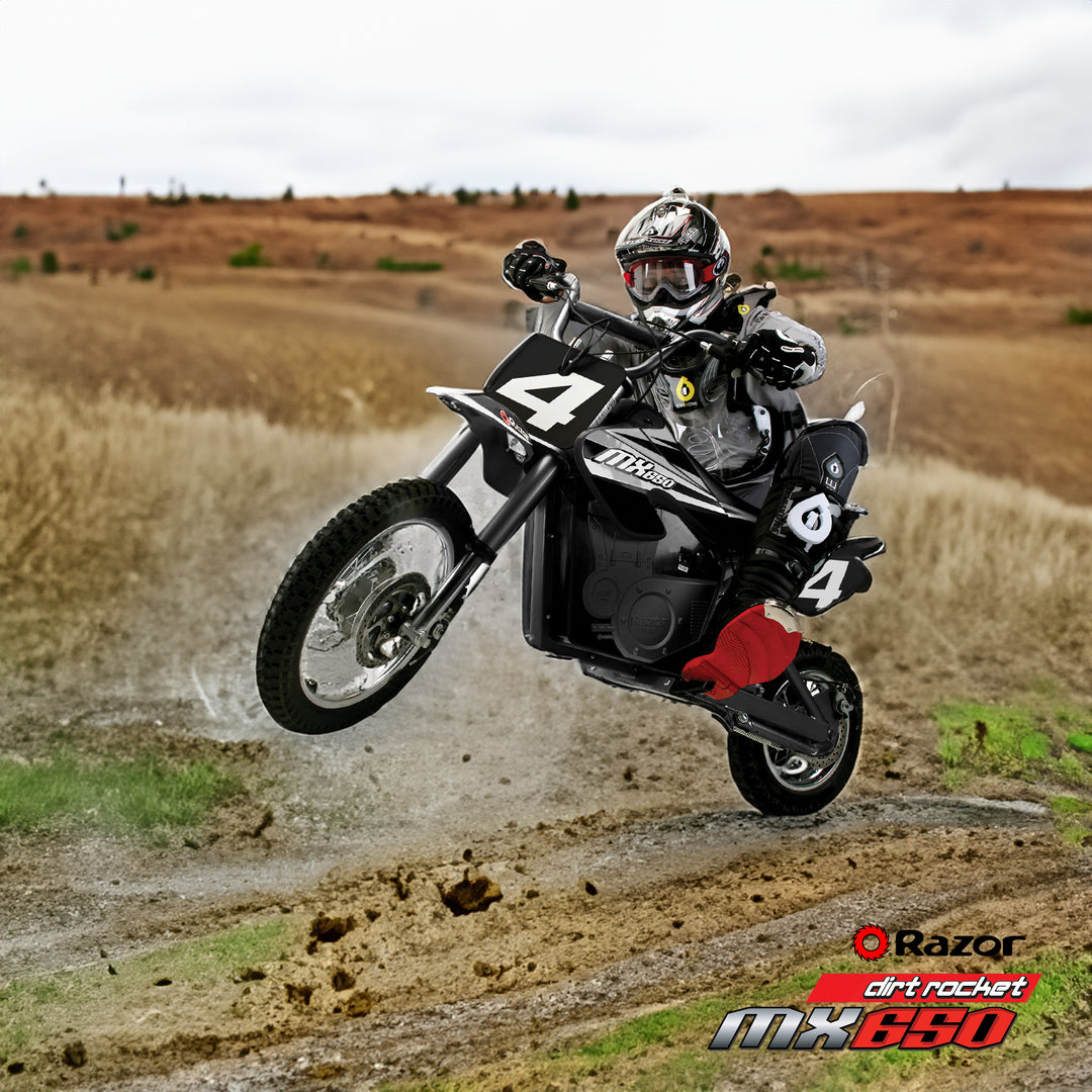 Razor MX650 Dirt Rocket High-Torque Electric Motocross Dirt Bike, 17 MPH, Black