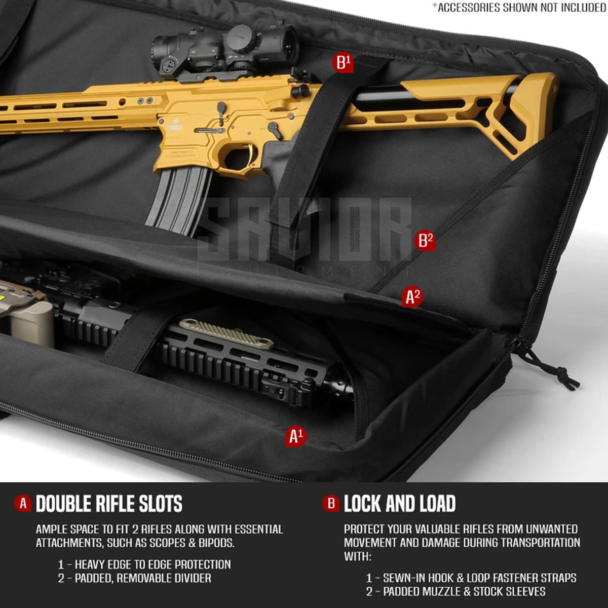 Savior Equipment American Classic 36 Inch Double Rifle Pistol Pocket Case, Black - VMInnovations