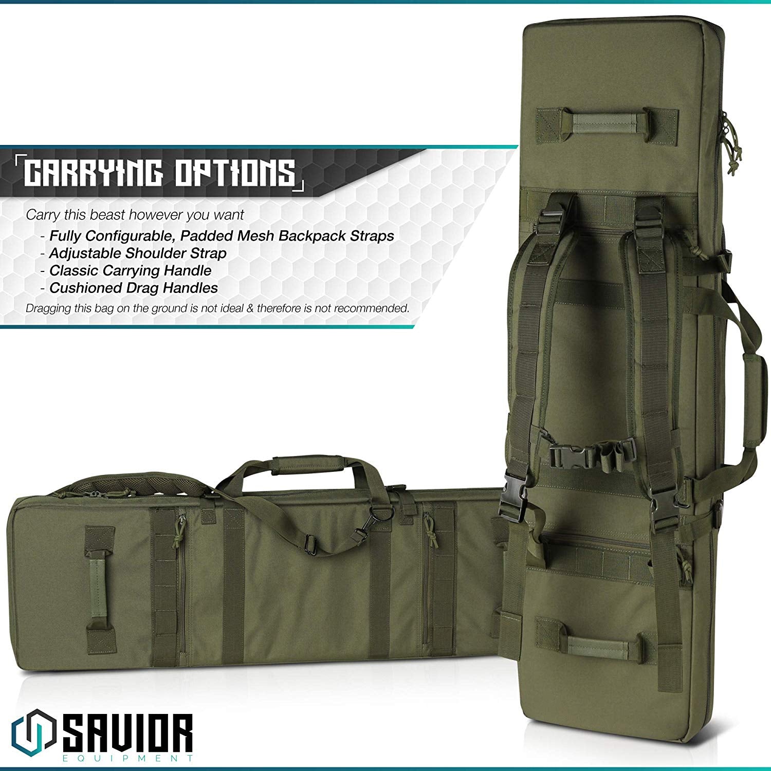 Savior Green Urban Warfare Double Rifle Gun Carrying Case, 46 Inch (Used)