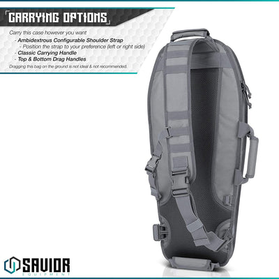 Savior Equipment T.G.B. Gray Covert Rifle Case with Strap, 30 Inch (Open Box)