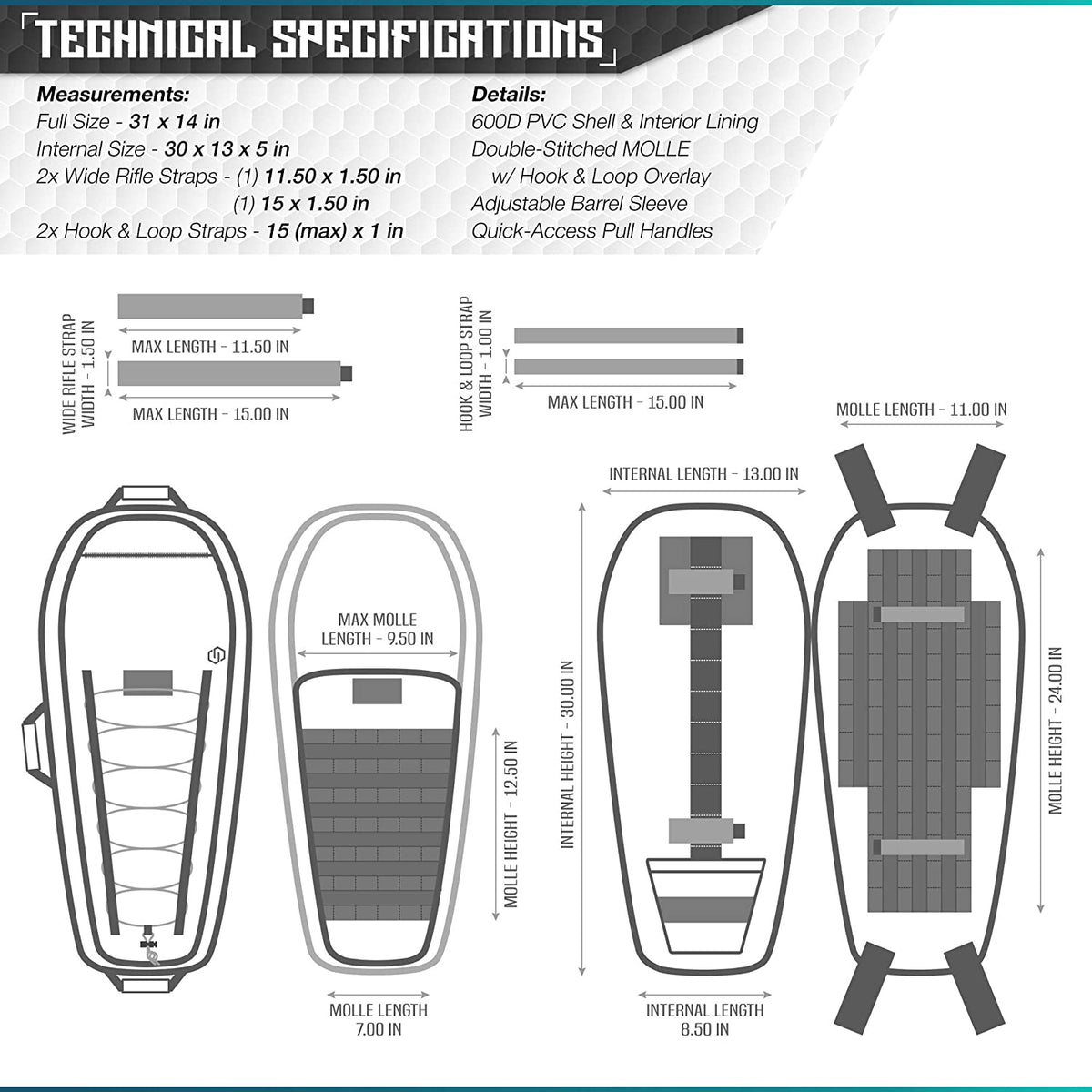 Savior Equipment T.G.B. Gray Covert Rifle Case with Strap, 30 Inch (Open Box)