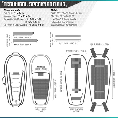 Savior Equipment T.G.B. Gray Covert Rifle Case with Strap, 30 Inch (Open Box)