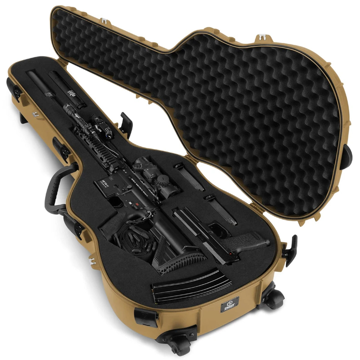 Savior Equipment Tactical Lockable Single Rifle Foam Padded Guitar Gun Case, Tan - VMInnovations
