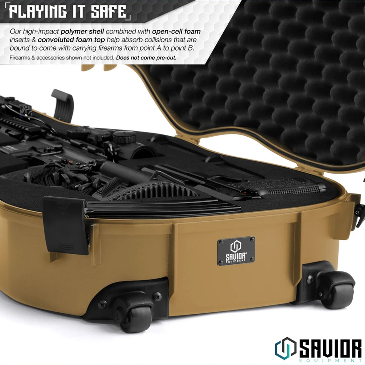 Savior Equipment Tactical Lockable Single Rifle Foam Padded Guitar Gun Case, Tan - VMInnovations