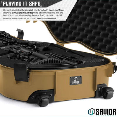 Savior Equipment Tactical Lockable Single Rifle Foam Padded Guitar Gun Case, Tan - VMInnovations