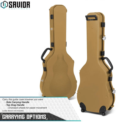 Savior Equipment Tactical Lockable Single Rifle Foam Padded Guitar Gun Case, Tan - VMInnovations