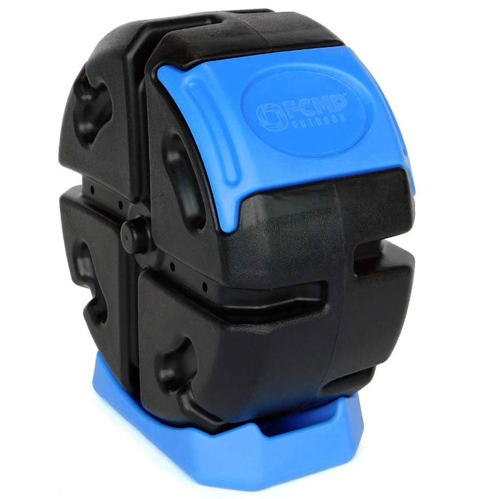 FCMP Half Size 19 Gallon Plastic Rolling Composter Tumbler Bin, Blue (Open Box) - VMInnovations