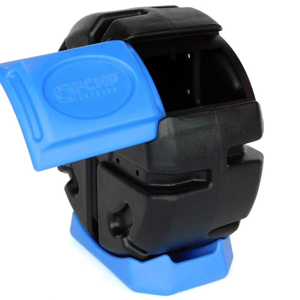 FCMP Half Size 19 Gallon Plastic Rolling Composter Tumbler Bin, Blue (Open Box) - VMInnovations