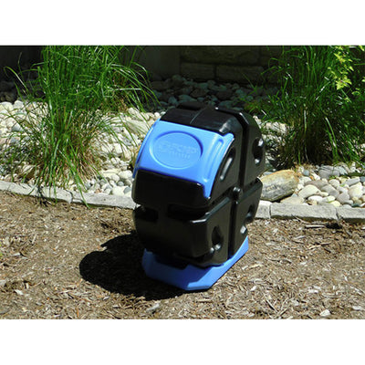 FCMP Half Size 19 Gallon Plastic Rolling Composter Tumbler Bin, Blue (Open Box) - VMInnovations