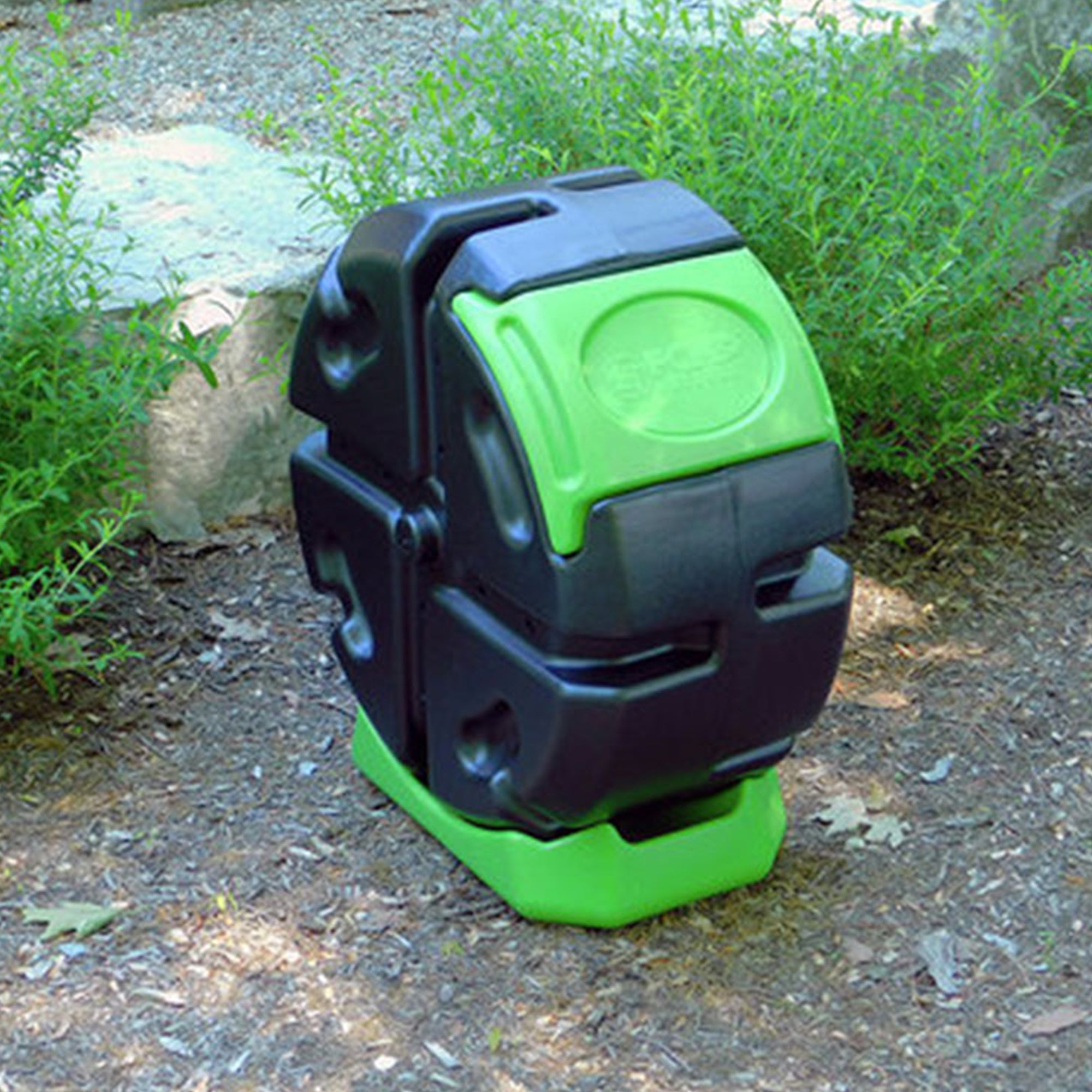 FCMP Outdoor Half Size 19 Gallon Plastic Rolling Composter Tumbler Bin, Green - VMInnovations