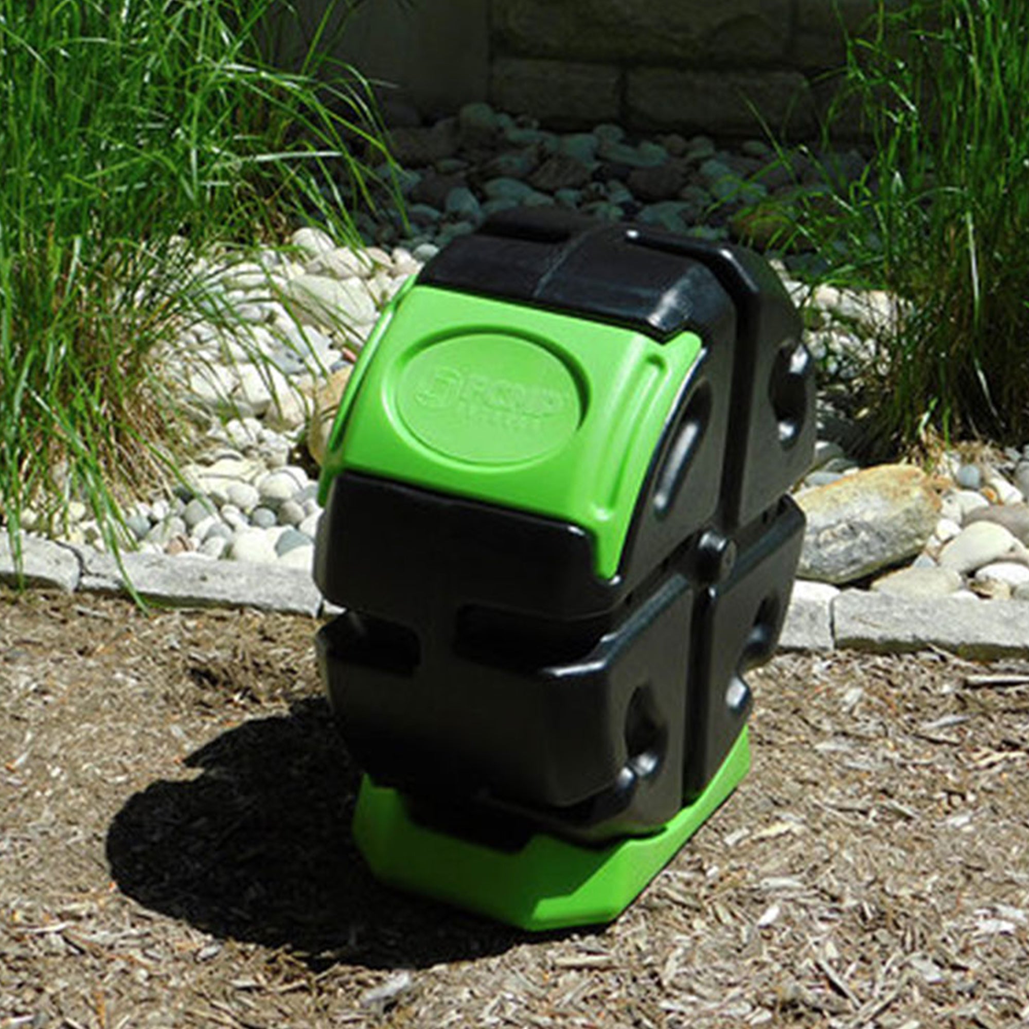 FCMP Outdoor Half Size 19 Gallon Plastic Rolling Composter Tumbler Bin, Green - VMInnovations