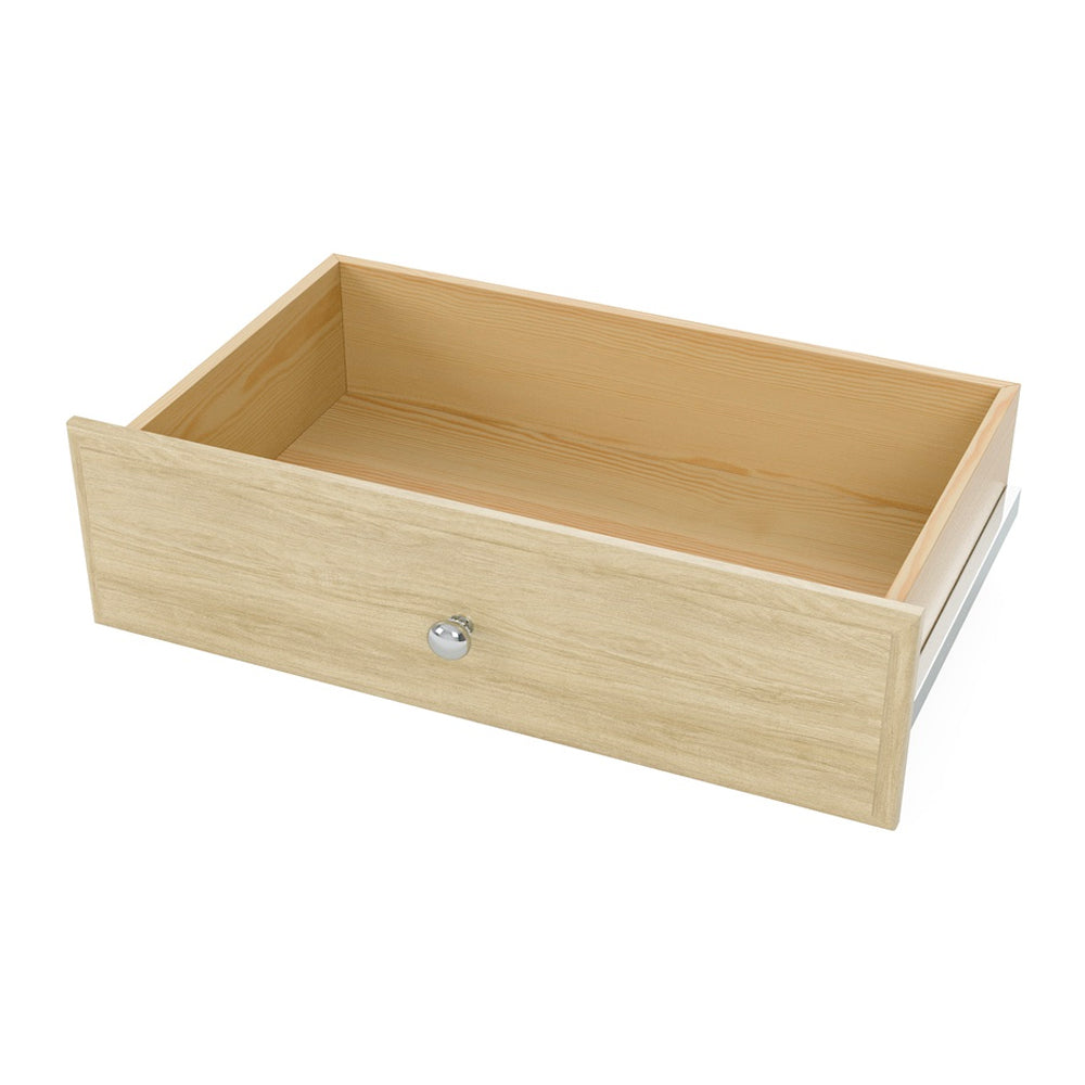 Easy Track 8 Inch Tall Wood Closet Shelf Storage Drawer, Honey Blonde (Open Box) - VMInnovations