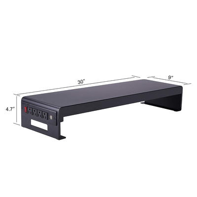 Rocelco Adjustable Standing Desk Converter, Teak & 30 Inch Dual Monitor Stand - VMInnovations