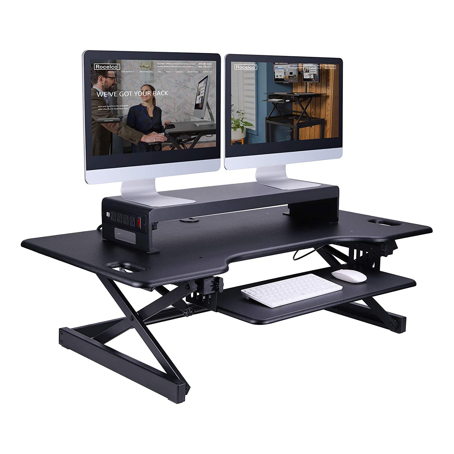 Rocelco 30 Inch Premium Dual Monitor Stand with AC Power Supply and USB Charging - VMInnovations