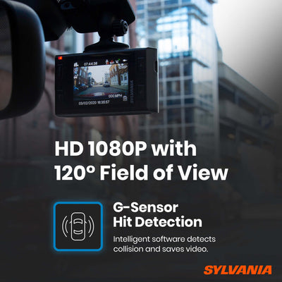 Sylvania Dash HD 1080p Camera w/ 120 Degree View & Hit Detection (For Parts)