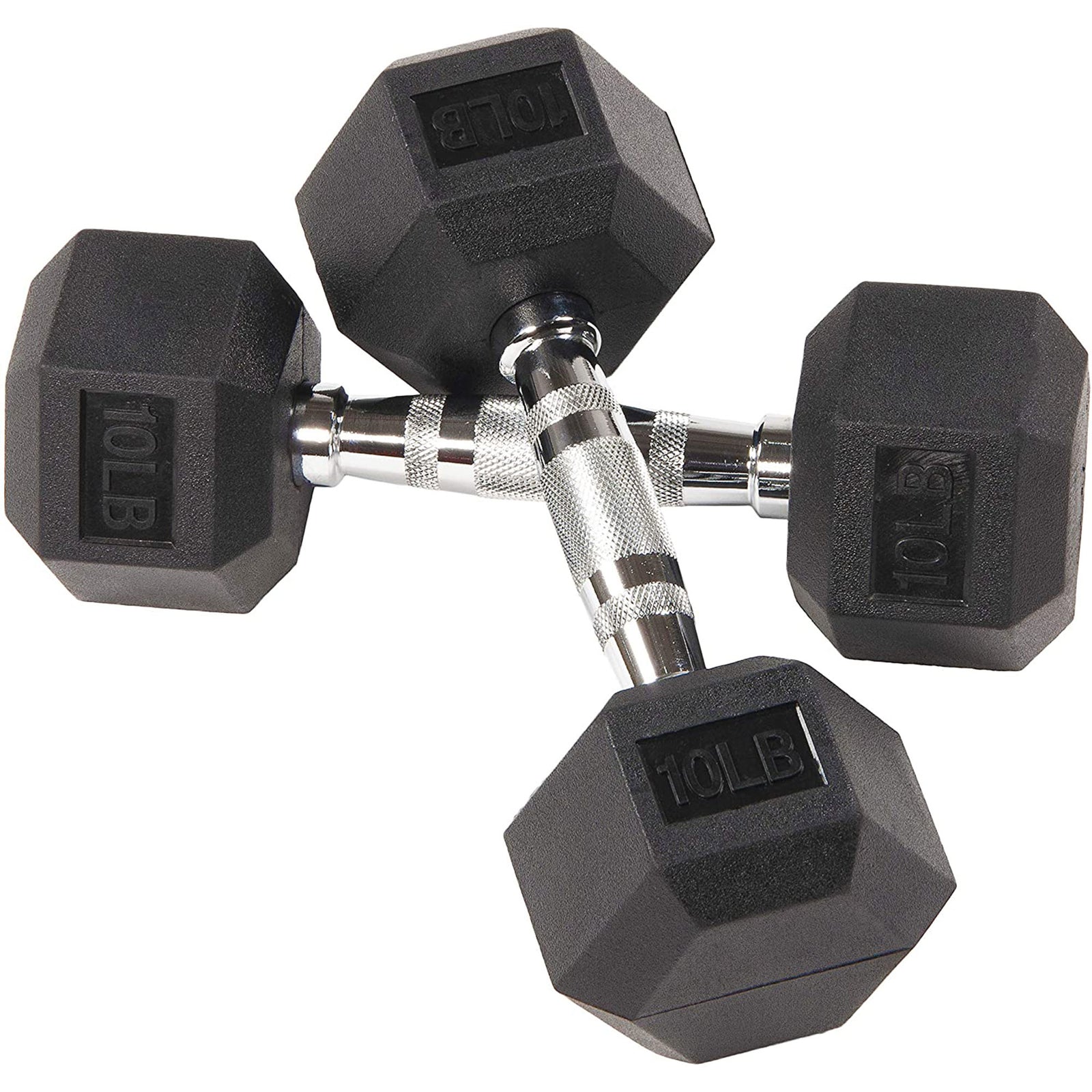 BalanceFrom Fitness 10LB Pair Rubber Hexagon Dumbbell Hand Weights (Open Box) - VMInnovations