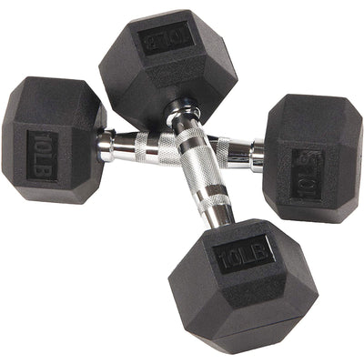 BalanceFrom Fitness 10LB Pair Rubber Hexagon Dumbbell Hand Weights (Open Box) - VMInnovations