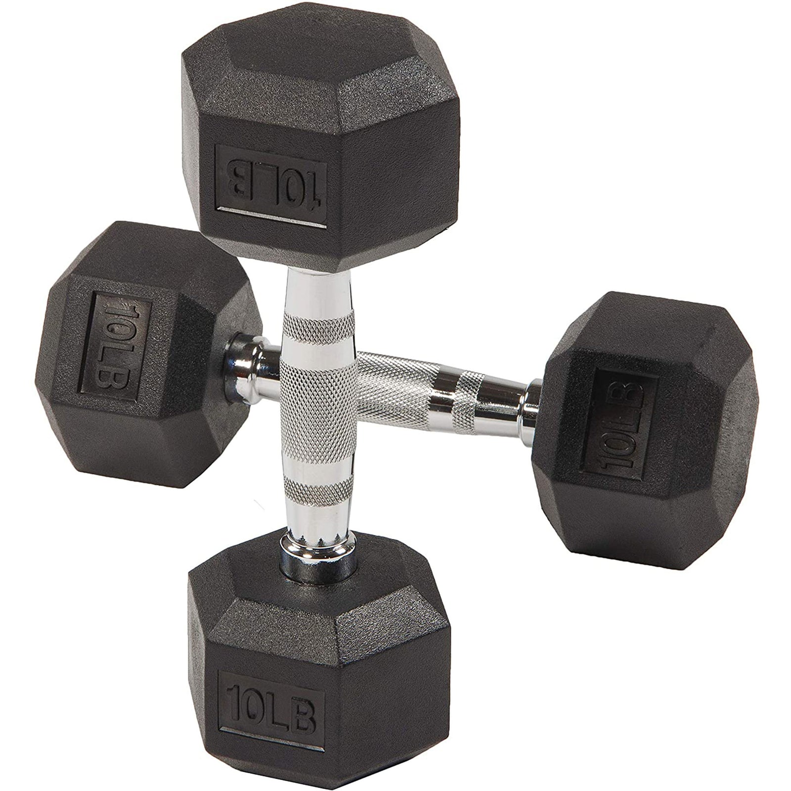 BalanceFrom Fitness 10LB Pair Rubber Hexagon Dumbbell Hand Weights (Open Box) - VMInnovations