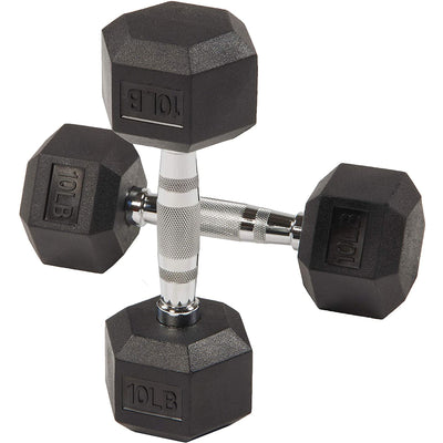 BalanceFrom Fitness 10LB Pair Rubber Hexagon Dumbbell Hand Weights (Open Box) - VMInnovations