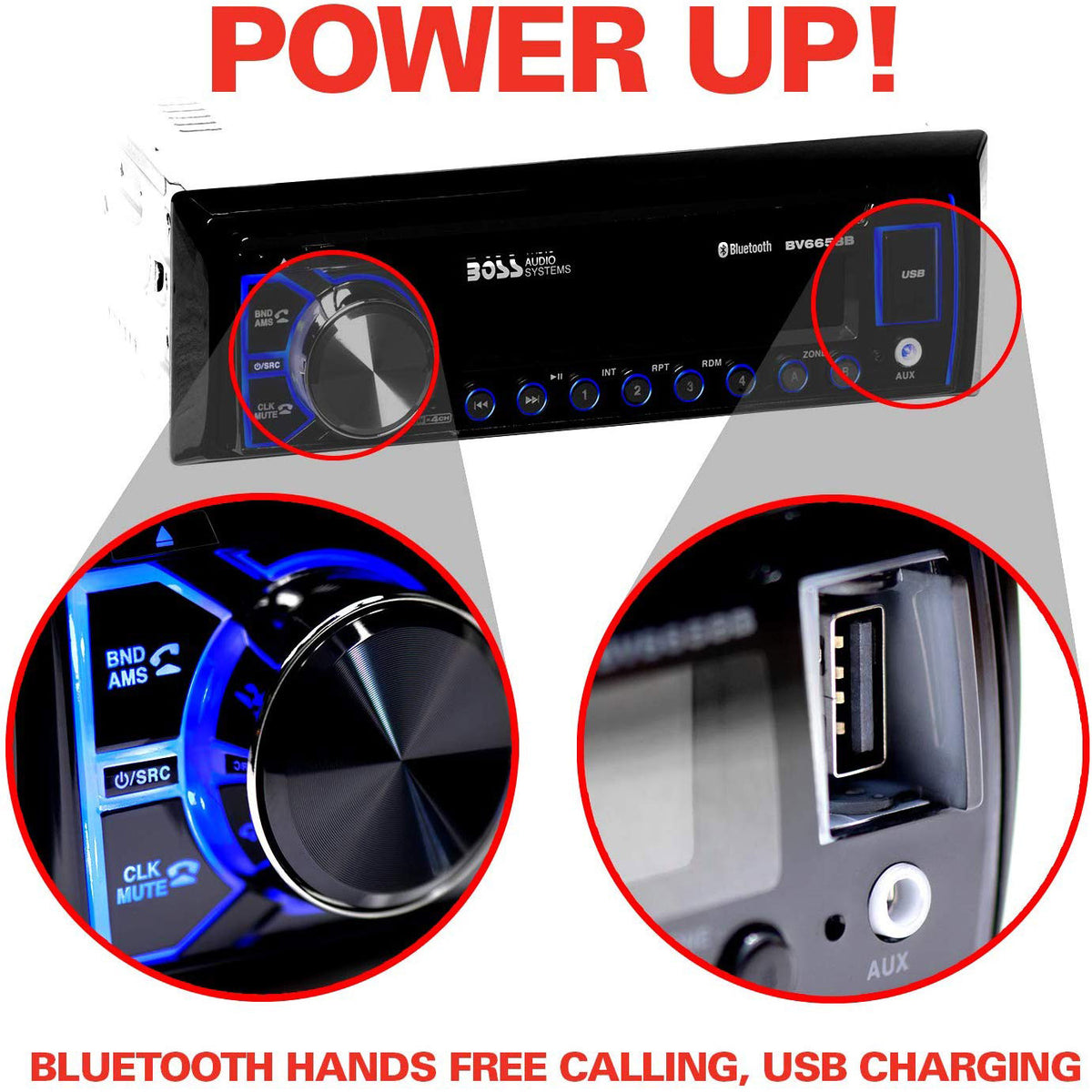 BOSS Audio BV6658B 50 Watt x 4 Max Power Single-DIN DVD Receiver with Bluetooth (Open Box)
