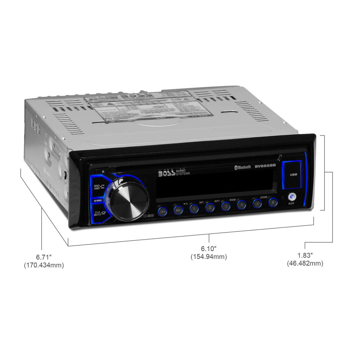 BOSS Audio BV6658B 50 Watt x 4 Max Power Single-DIN DVD Receiver with Bluetooth (Open Box)