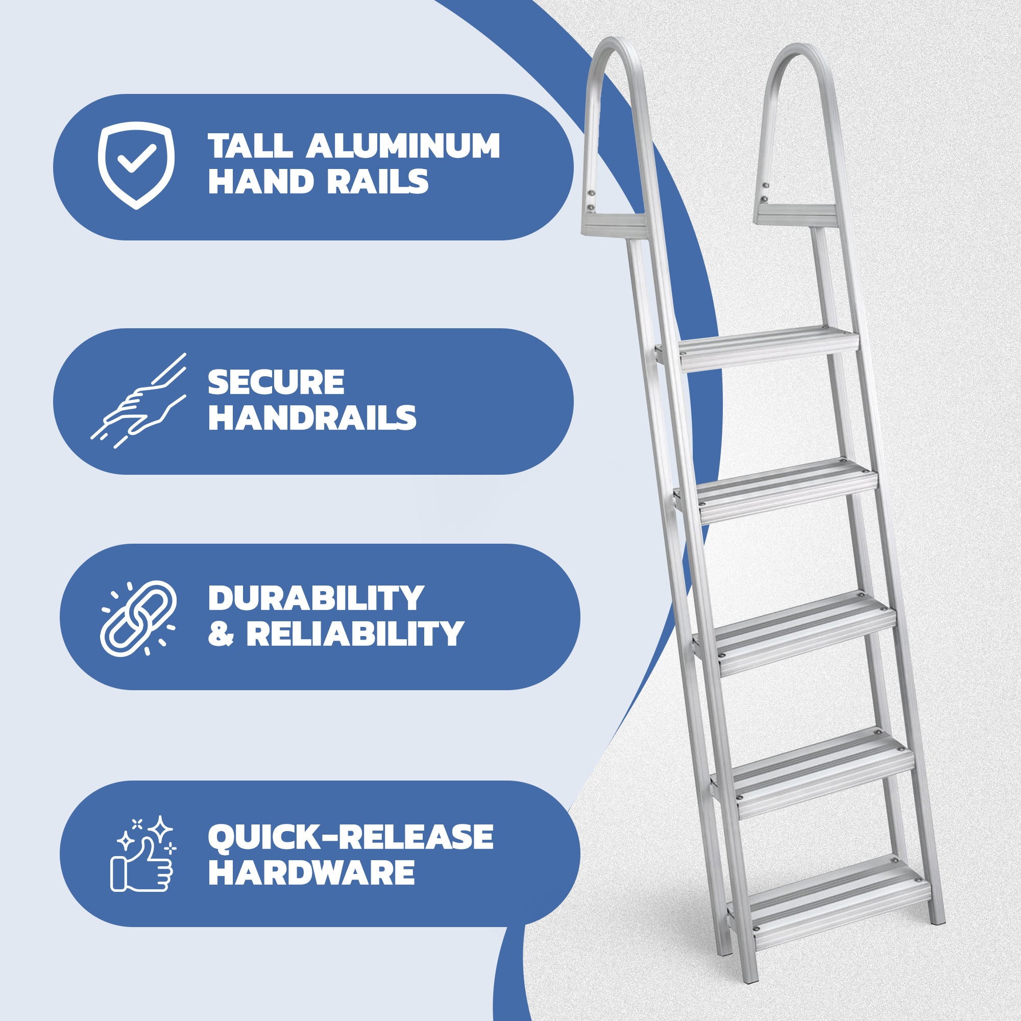 RecPro 5 Step Angled Aluminum Pontoon Dock & Boat Boarding Ladder, Silver (Used) - VMInnovations
