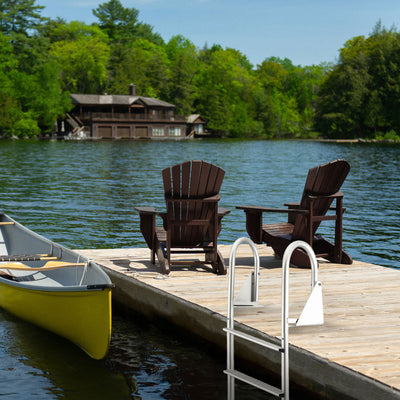 RecPro 5 Step Aluminum Dock Pier Attachment Flip Up Ladder (Open Box) - VMInnovations