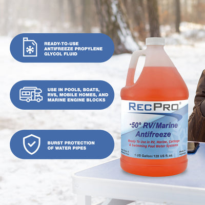RecPro Ready to Use RV Antifreeze, -50 Degree Fahrenheit Protection, 1 Gallon - VMInnovations