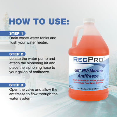 RecPro Ready to Use RV Antifreeze, -50 Degree Fahrenheit Protection, 1 Gallon - VMInnovations