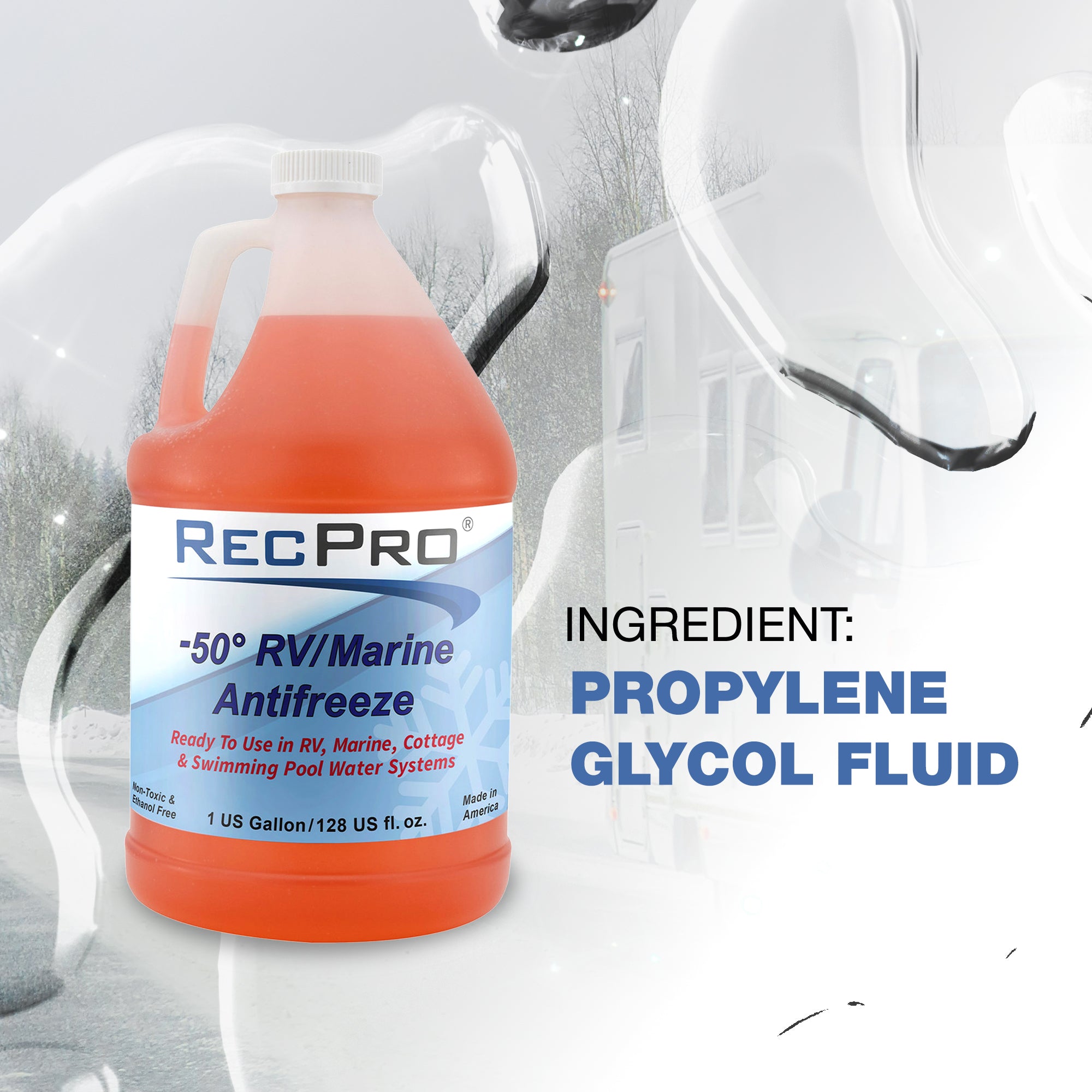 RecPro Ready to Use RV Antifreeze, -50 Degree Fahrenheit Protection, 1 Gallon - VMInnovations