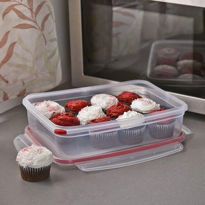 Sterilite 03426604 16.0 Cup Rectangle UltraSeal Food Storage Container, Red 8 Ct