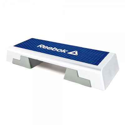 Reebok Adjustable Exercise Step Platform Home Gym Workout Equipment, White/Blue (Refurbished)