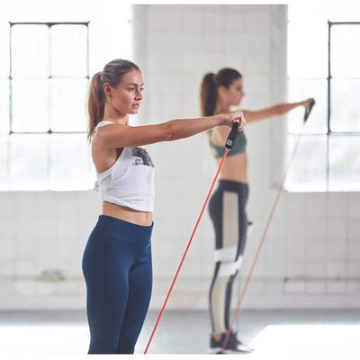 Reebok Medium Strength Elastic Fitness Tube Resistance Band Gym, Red (Open Box)