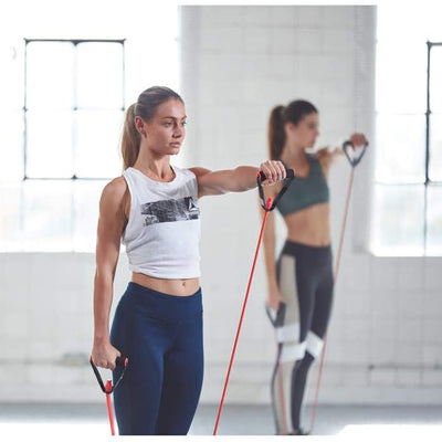 Reebok Medium Strength Elastic Fitness Tube Resistance Band Gym, Red (Open Box)
