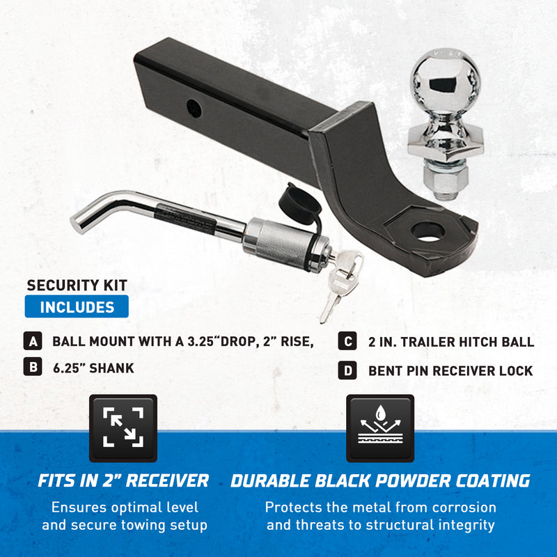 Reese Interlock Trailer Hitch Ball Mount Security Kit, 5000 Pounds Capacity