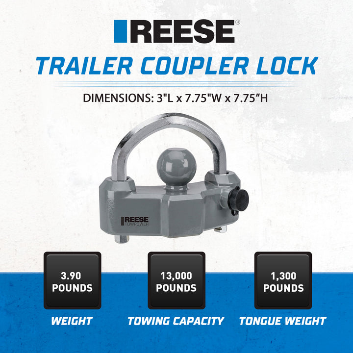 Reese Towpower Trailer Coupler Lock with Universal Fit (Open Box)