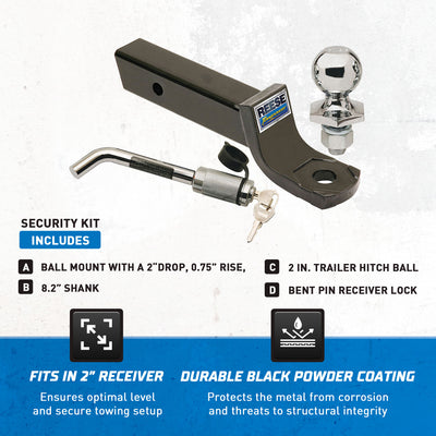 Reese Interlock Trailer Hitch Ball Mount Security Kit, 6000lbCapacity (Open Box)