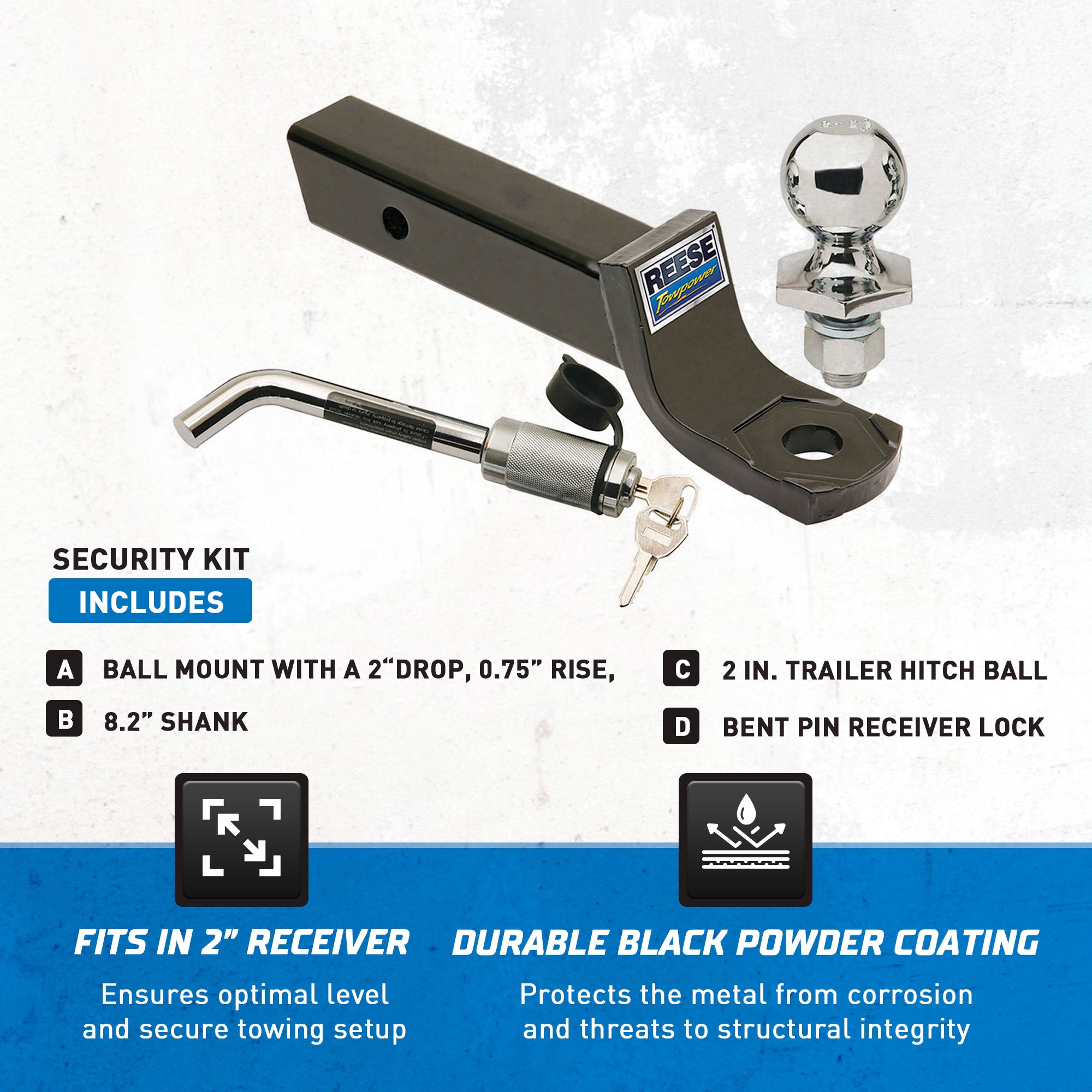 Reese Interlock Trailer Hitch Ball Mount Security Kit, 6000lbCapacity (Open Box)